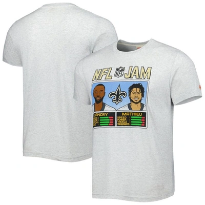 Homage Men's  Jarvis Landry And Tyrann Mathieu Heather Gray New Orleans Saints Nfl Jam Tri-blend T-sh