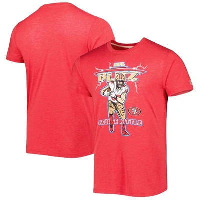 Homage George Kittle Heathered Scarlet San Francisco 49ers Nfl Blitz Player Tri-blend T-shirt