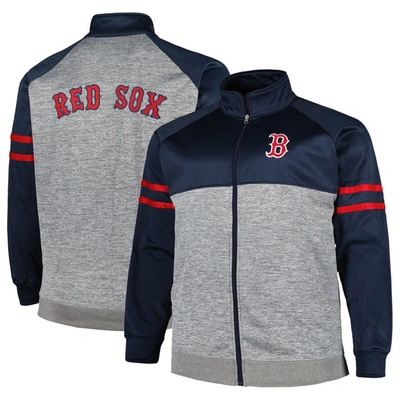 Profile Men's Navy, Heather Gray Boston Red Sox Big And Tall Raglan Full-zip Track Jacket In Navy,heather Gray