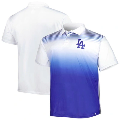 Profile Men's White, Royal Los Angeles Dodgers Big And Tall Sublimated Polo Shirt In White,royal