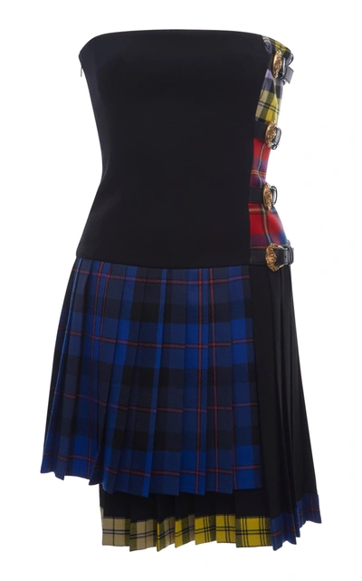 Versace Tartan Mini Dress In Plaid | ModeSens