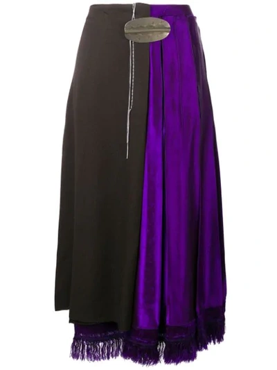 Marni Double Sable Satin Midi Skirt In Brown