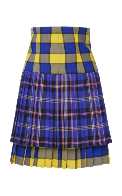 Versace Tartan Pleated Mini Skirt In Plaid | ModeSens