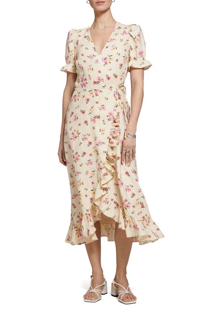 & Other Stories Floral Linen Wrap Dress In Offwhite Adler Aop | ModeSens