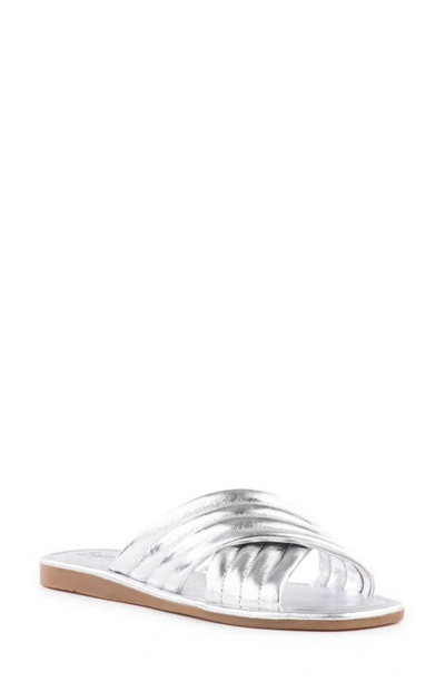 Seychelles Word For Word Metallic Crisscross Slide Sandal In Silver