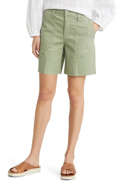 Wit & Wisdom 'ab'solution Sky Rise Raw Hem Denim Shorts In Pistachio