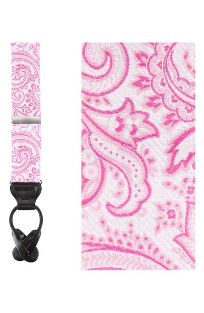 Trafalgar Sobee Paisley Silk Suspenders In Pink