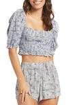 Roxy Sunset Walks Smocked Crop Top In Mood Indigo Always Wild Big