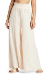 Roxy Jetsetter Smocked Waist Wide Leg Pants In Tapioca