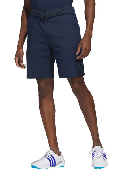 Adidas Golf Go-to Flat Front Stretch Twill Golf Shorts In Collegiate Navy