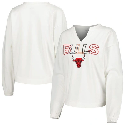Concepts Sport White Chicago Bulls Sunray Notch Neck Long Sleeve T-shirt