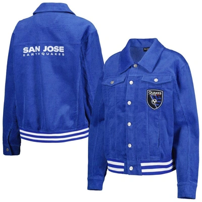 The Wild Collective Women's  Blue San Jose Earthquakes Corduroy Button-up Jacket