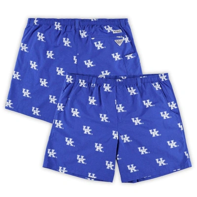 Columbia Men's  Royal Kentucky Wildcats Big And Tall Backcast Ii Allover Print Logo Omni-shade Shorts