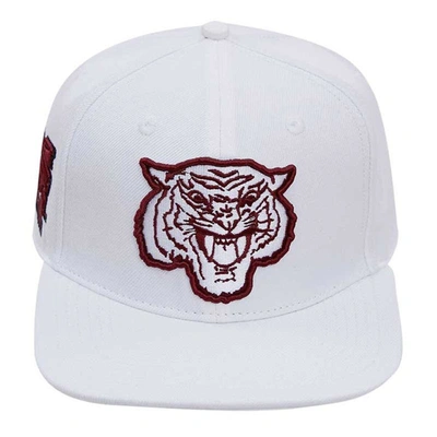 Pro Standard White Morehouse Maroon Tigers Mascot Evergreen Wool Snapback Hat