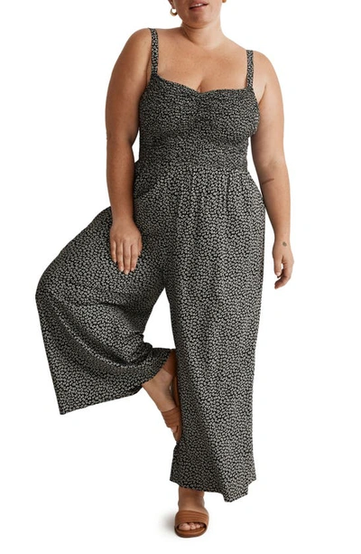 Madewell Lucie Micro Daisy Wide Leg Jumpsuit In Daisy Ditsy True Black