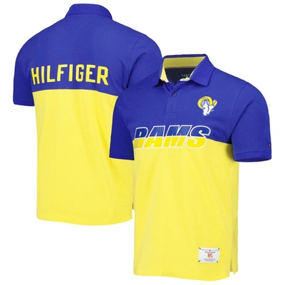 Tommy Hilfiger Men's  Gold, Royal Los Angeles Rams Color Block Polo Shirt In Gold,royal