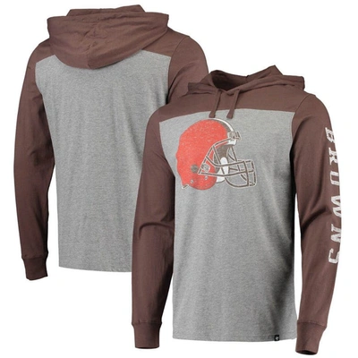 47 ' Heathered Gray/brown Cleveland Browns Franklin Wooster Long Sleeve Hoodie T-shirt In Heather Gray