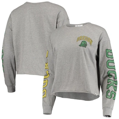 47 ' Heathered Gray Oregon Ducks Ultra Max Parkway Long Sleeve Cropped T-shirt In Heather Gray
