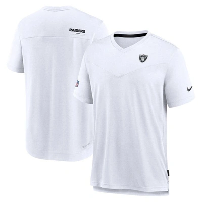 Nike Gray Las Vegas Raiders Sideline Coach Chevron Lock Up Logo V-neck Performance T-shirt
