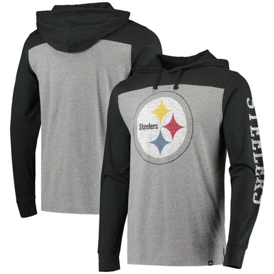 47 ' Heathered Grey/black Pittsburgh Steelers Franklin Wooster Long Sleeve Hoodie T-shirt In Heather Grey