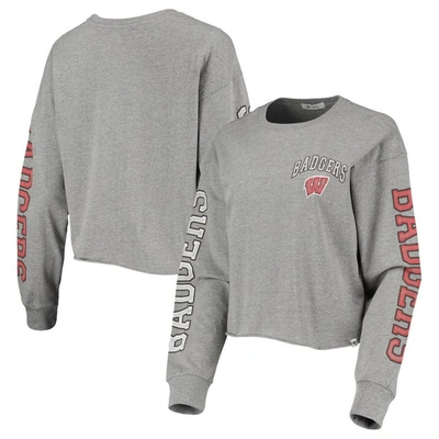 47 ' Heathered Grey Wisconsin Badgers Ultra Max Parkway Long Sleeve Cropped T-shirt In Heather Grey