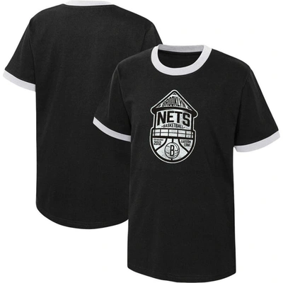 Outerstuff Kids' Youth Black Brooklyn Nets Hoop City Hometown Ringer T-shirt