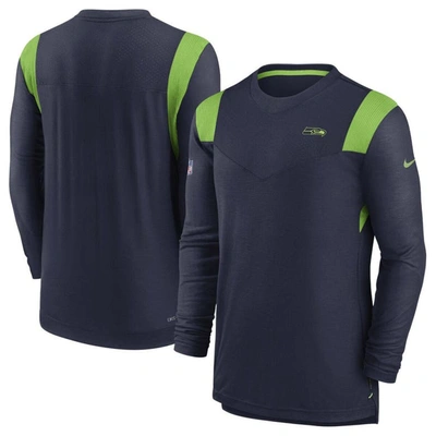 Nike College Navy Seattle Seahawks Sideline Tonal Logo Performance Player Long Sleeve T-shirt