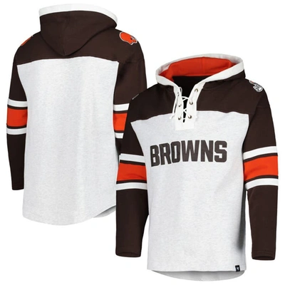 47 ' Cleveland Browns Heather Gray Gridiron Lace-up Pullover Hoodie