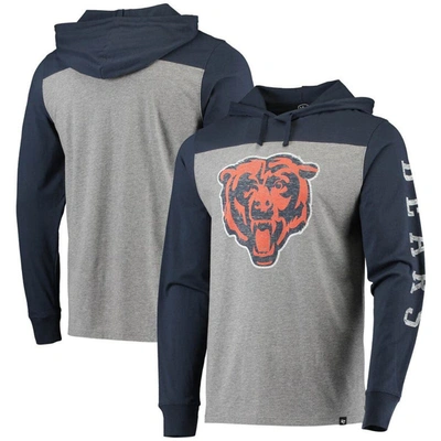 47 ' Heathered Gray/navy Chicago Bears Franklin Wooster Long Sleeve Hoodie T-shirt In Heather Gray