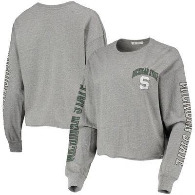 47 ' Heathered Gray Michigan State Spartans Ultra Max Parkway Long Sleeve Cropped T-shirt In Heather Gray