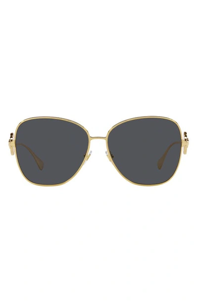 Versace Medusa Steel & Plastic Butterfly Sunglasses In Gold/gray Solid