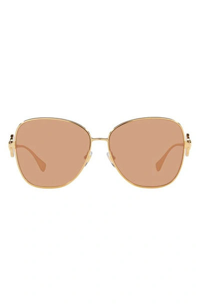 Versace Golden Medusa Steel & Plastic Butterfly Sunglasses In Gold_light_brown_mirror_silver_internal