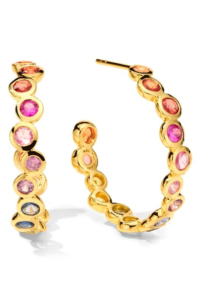 Ippolita 18k Starlet Huggie Earrings With Rainbow Sapphires In Multi/gold