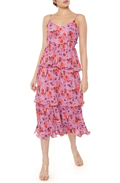 Likely Adriana Printed Tiered Dress In Orchid Multi
