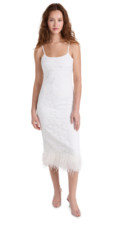 Likely Mari Feather Trim Midi Dress In White