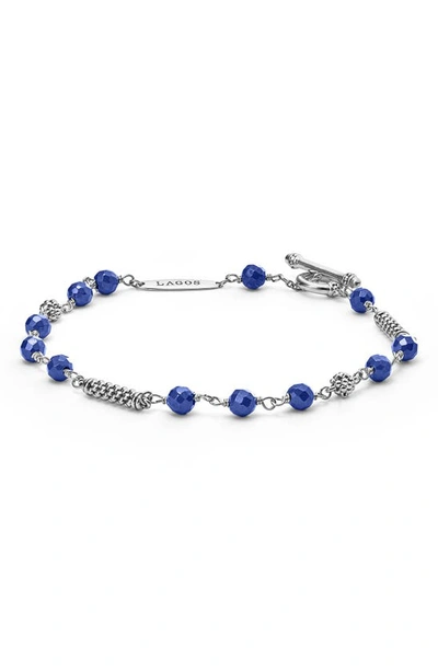Lagos Sterling Silver Caviar Icon Ultramarine Beaded Bracelet In Blue/silver
