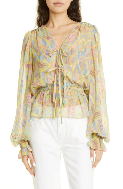 Ramy Brook Women's Evie Printed Tie-front Blouse In Yellow Multicolor