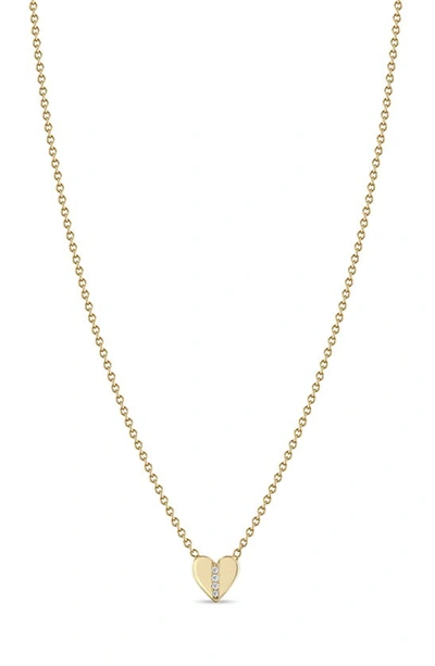 Zoë Chicco Women's Midi Bitty Symbols 14k Yellow Gold & 0.02 Tcw Diamond Heart Pendant Necklace