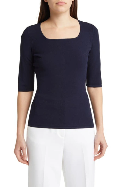 Capsule 121 Women's The Hermes Knit Square-neck Top In Navy
