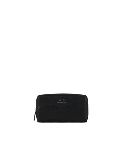 Armani Exchange Logo-print Zip-fastening Wallet In Noir