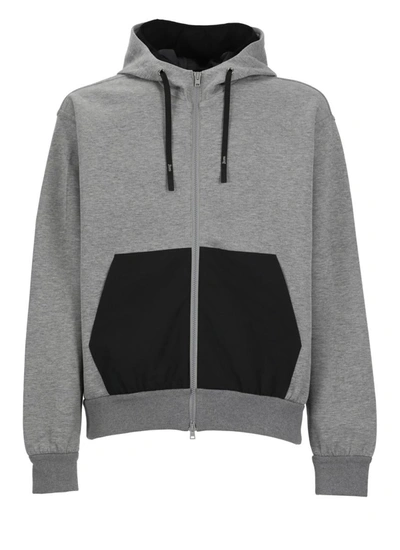 Herno Layered-effect Cotton-blend Hoodie In Grey