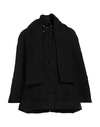 High Woman Coat Black Size L Virgin Wool, Hemp, Nylon, Cotton