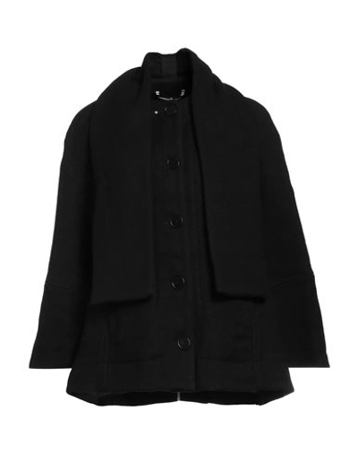 High Woman Coat Black Size L Virgin Wool, Hemp, Nylon, Cotton