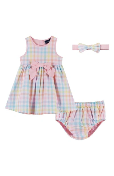 Andy & Evan Baby Girl's 3-piece Gingham Headband, Dress & Bloomers Set In Pink Multi