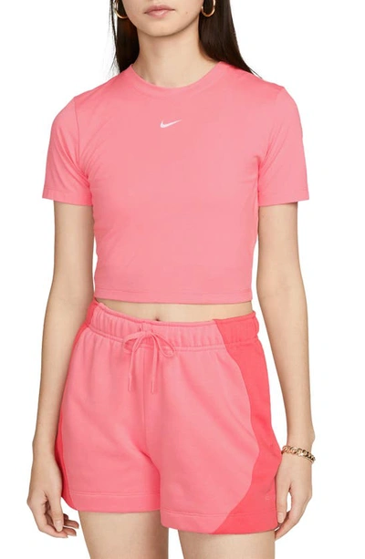 Nike Women's  Sportswear Essential Slim-fit Crop T-shirt In Pink