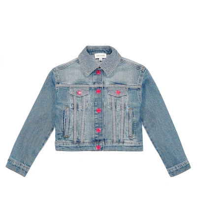 Marc Jacobs Kids'  Girls Blue Denim Landscape Jacket In Denim Blue