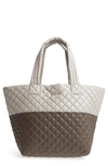 Mz Wallace Medium Metro Tote - Green In Clayatmospheremetallic