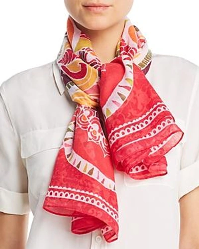 Fraas Floral Medallion Print Square Scarf In Pink