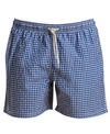 Barbour Men's Tailored-fit Gingham 5-1/2" Swim Trunks In Blue