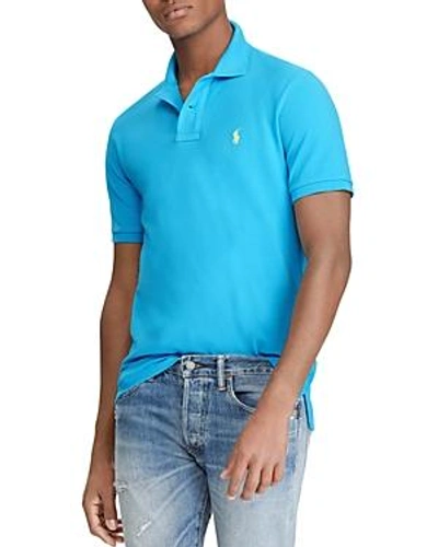 Polo Ralph Lauren Custom Slim Fit Mesh Short Sleeve Polo Shirt In Cove Blue